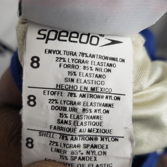 Speedo Blue One Piece Swimsuit w/CrissCross Back Sz 8 - Picture 10 of 10
